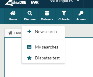 dropdown from Discover menu item